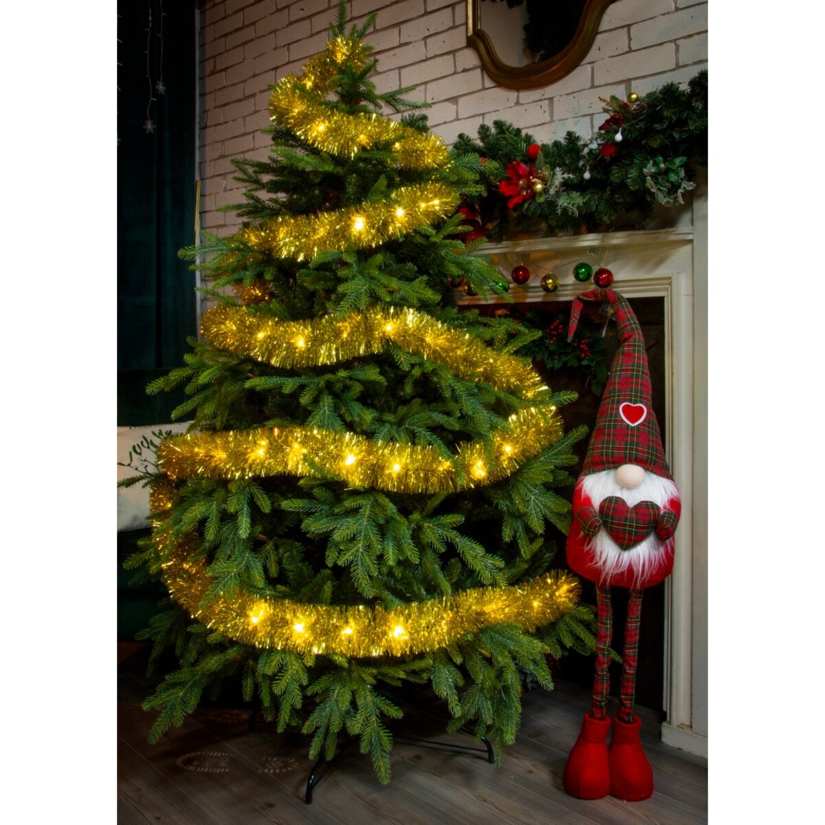 Łańcuch Led Choinkowy Złoty Na Baterie Świąteczny Na Choinkę 6 Metrów