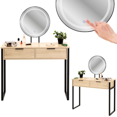 Toaletka kosmetyczna LOFT z lustrem LED do makijażu z oświetleniem MAKIJAŻ