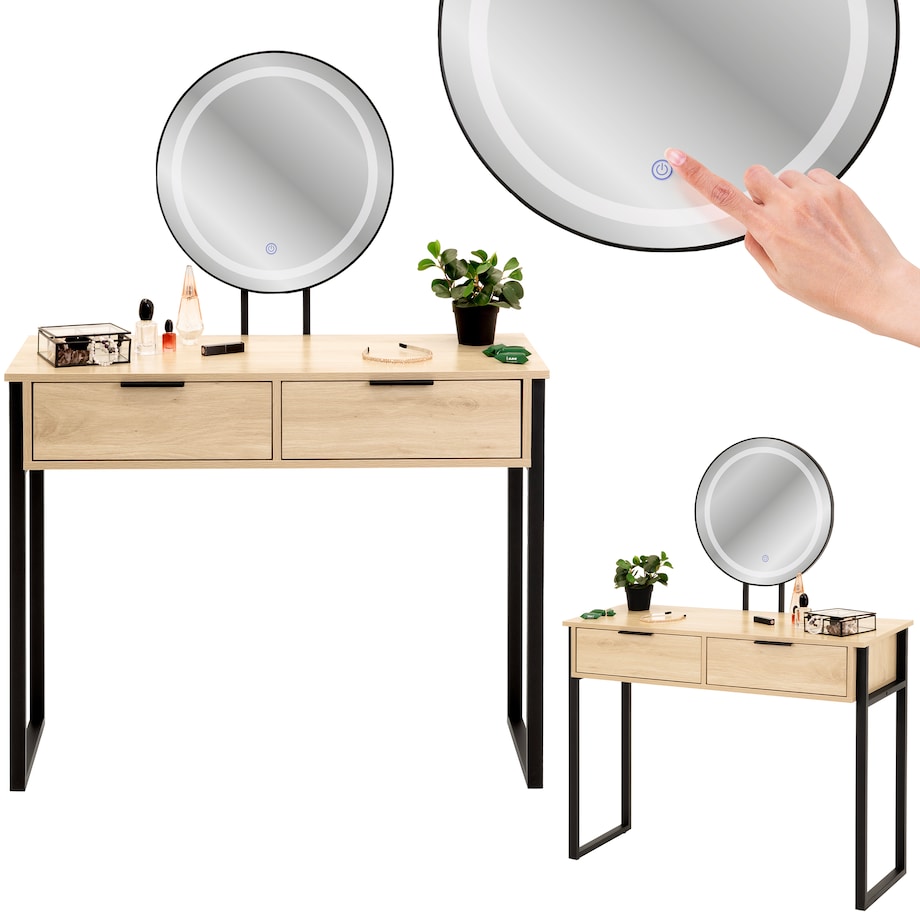 Toaletka kosmetyczna LOFT z lustrem LED do makijażu z oświetleniem MAKIJAŻ