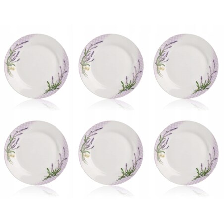 TALERZE obiadowe głębokie na zupę jedzenie komplet LAWENDA 6x 21 cm okrągłe