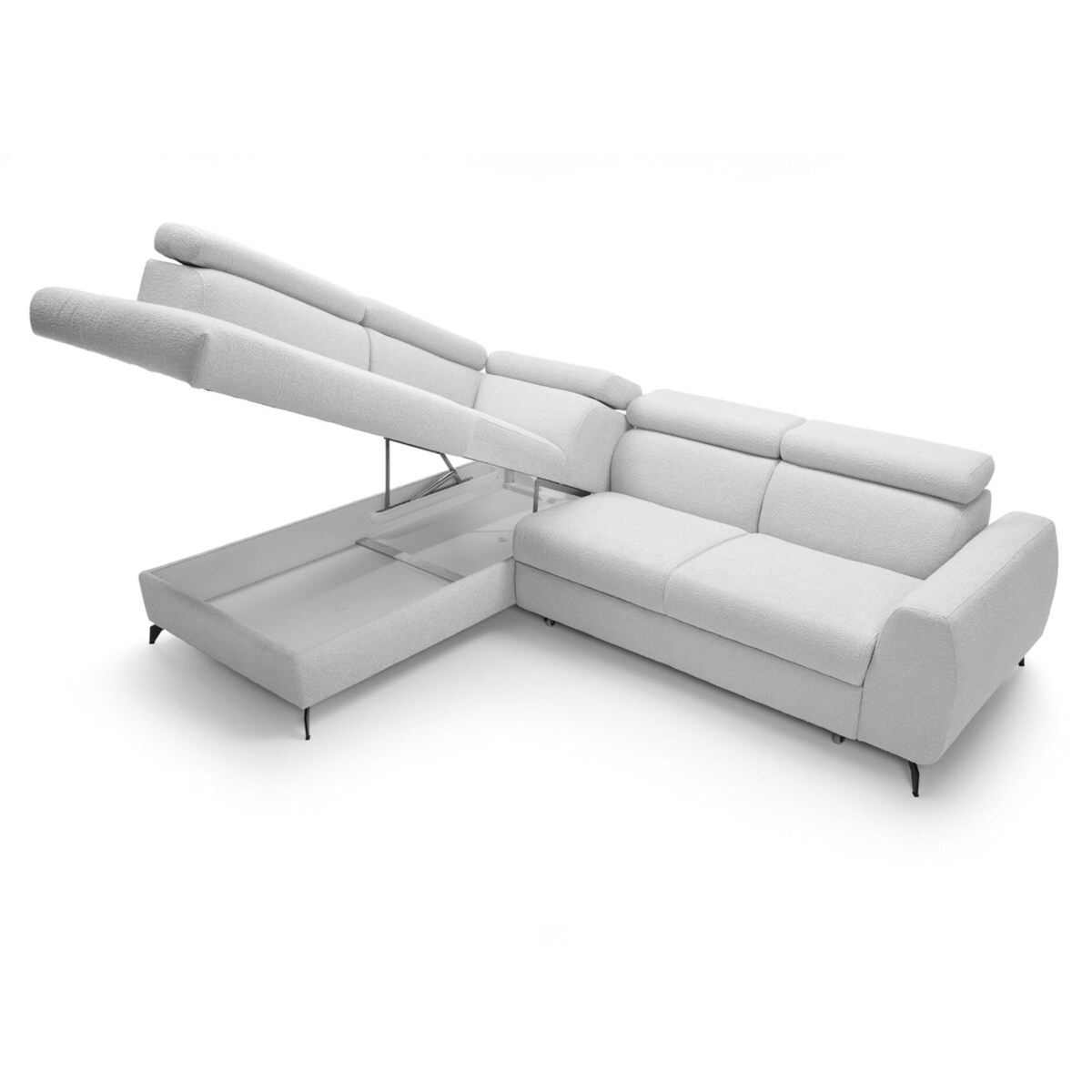 Narożnik rozkładany Leo, szary, 268 x 201 x 93 cm, Tkaniny tapicerskie - sofy