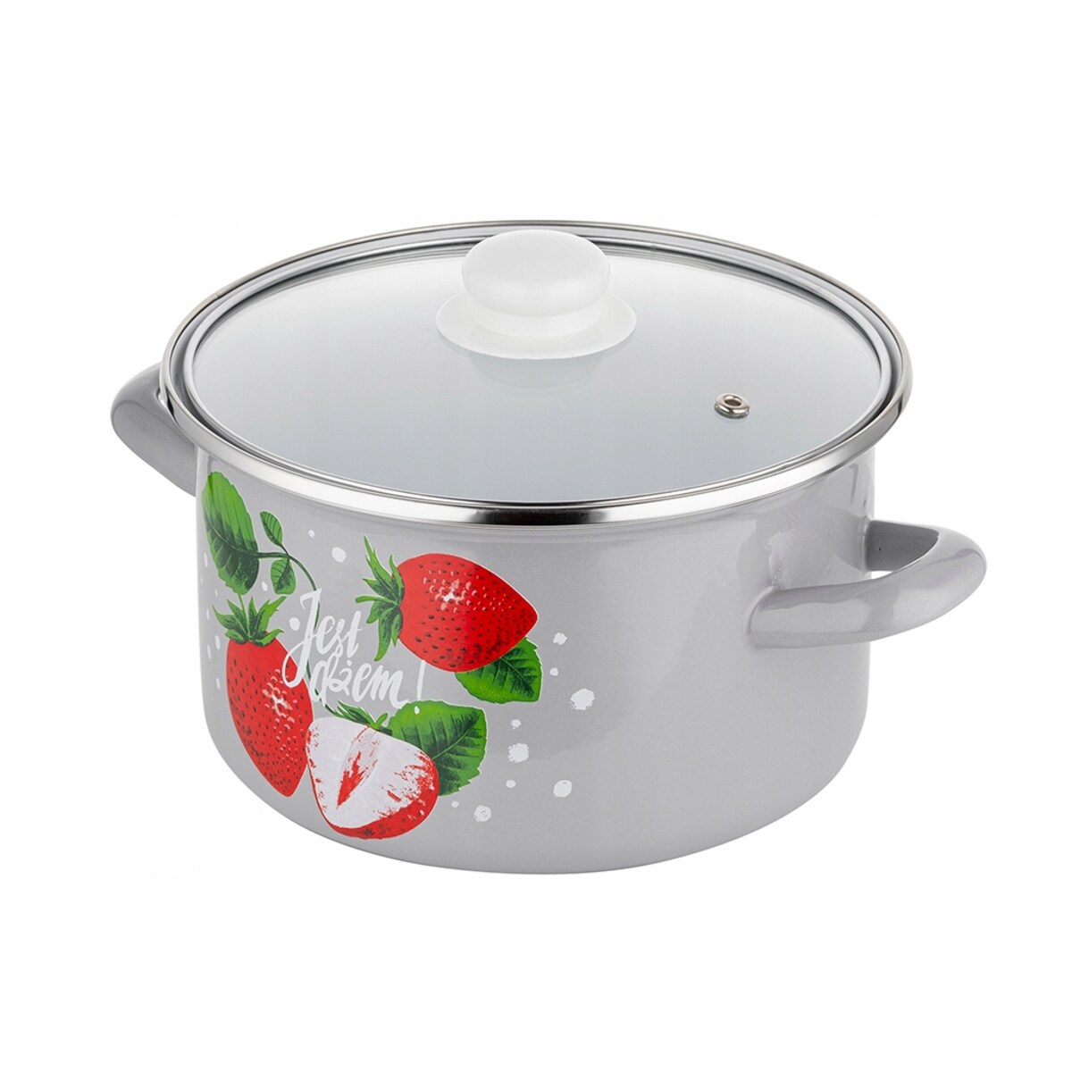 GARNEK EMALIOWANY pleszew 20cm 4,1 L kuchenny do gotowania zupa w TRUSKAWKI