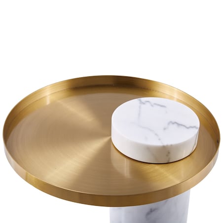 Designerski stolik kawowy COLUMN DP-FA1 white gold Step marmur stal biały złoty, Step Into Design