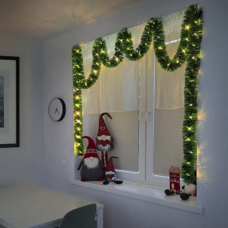 Łańcuch Led Choinkowy Zielony Na Baterie Świąteczny Na Choinkę 6 Metrów