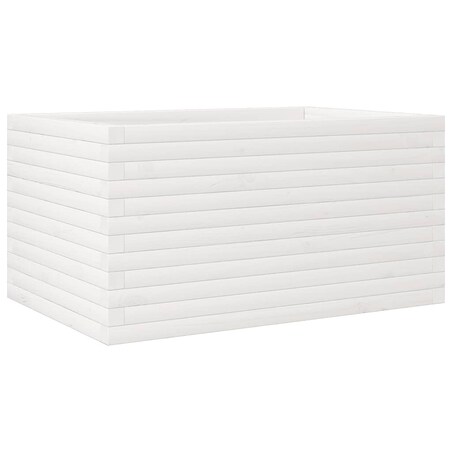 vidaXL Donica ogrodowa, biała, 90x60x45,5 cm, lite drewno sosnowe