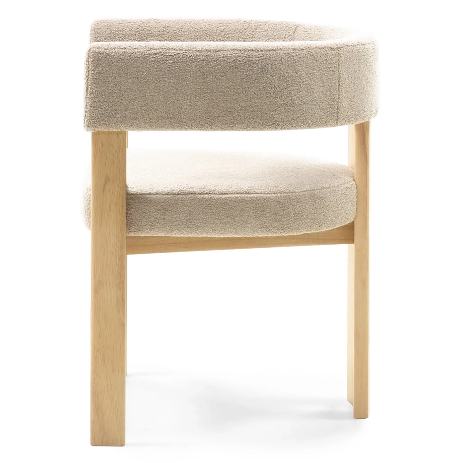 Krzesło do jadalni drewno kauczukowe GOMMA 70x57x53 cm kremowe boucle