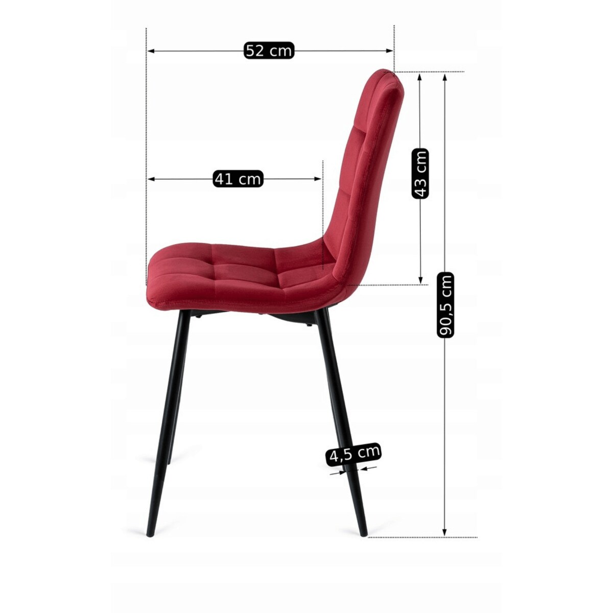 Krzesło Tapicerowane Welurowe Kuchenne Do Jadalni Salonu Loft Bordowe PERU