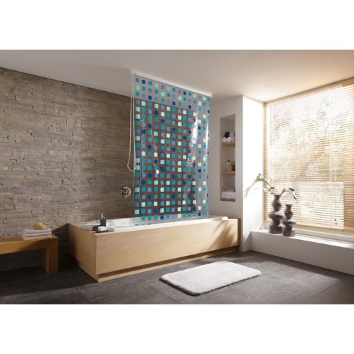 Kleine Wolke Zwijana roleta łazienkowa Niebieskie Kwadraty 128x240 cm element B