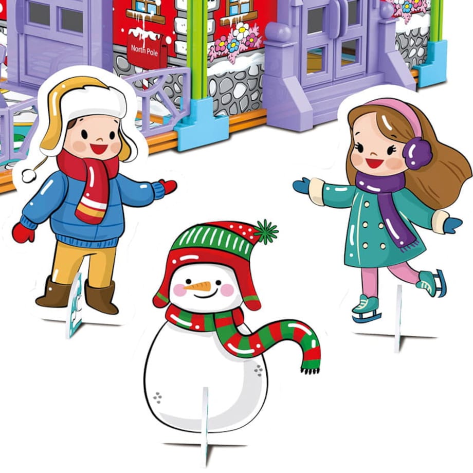 Dwustronny domek do składania i kolorowania - Zimowa chatka