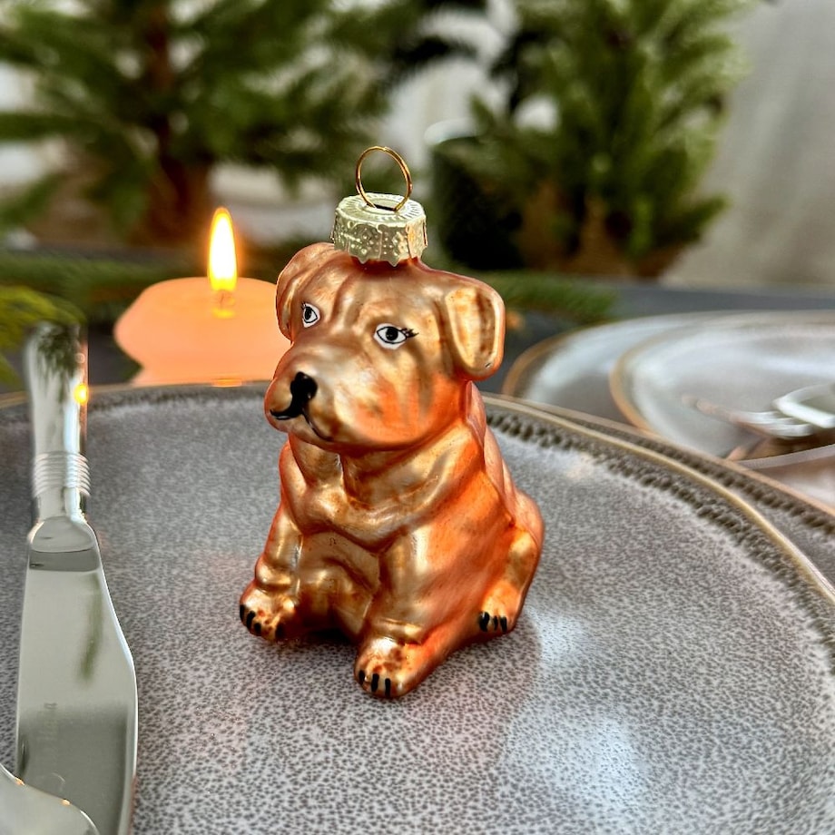 VILLA ITALIA Bombka szklana PIES złoty 7,5 cm