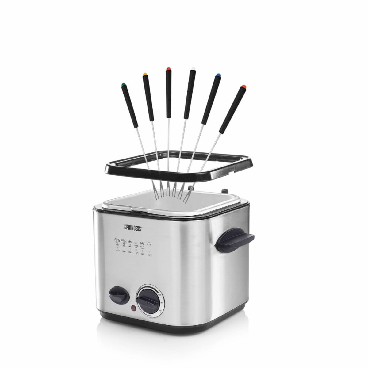 Princess Mini frytkownica z fondue, 840 W, 1,2 L, srebrna, 182611