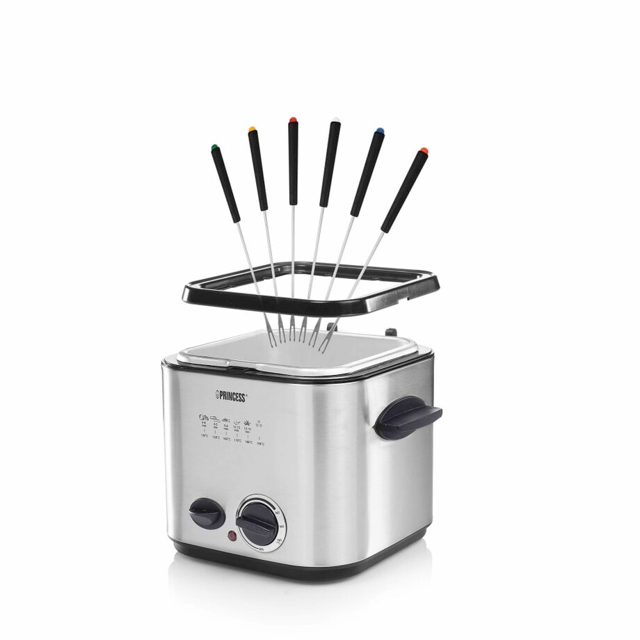 Princess Mini frytkownica z fondue, 840 W, 1,2 L, srebrna, 182611