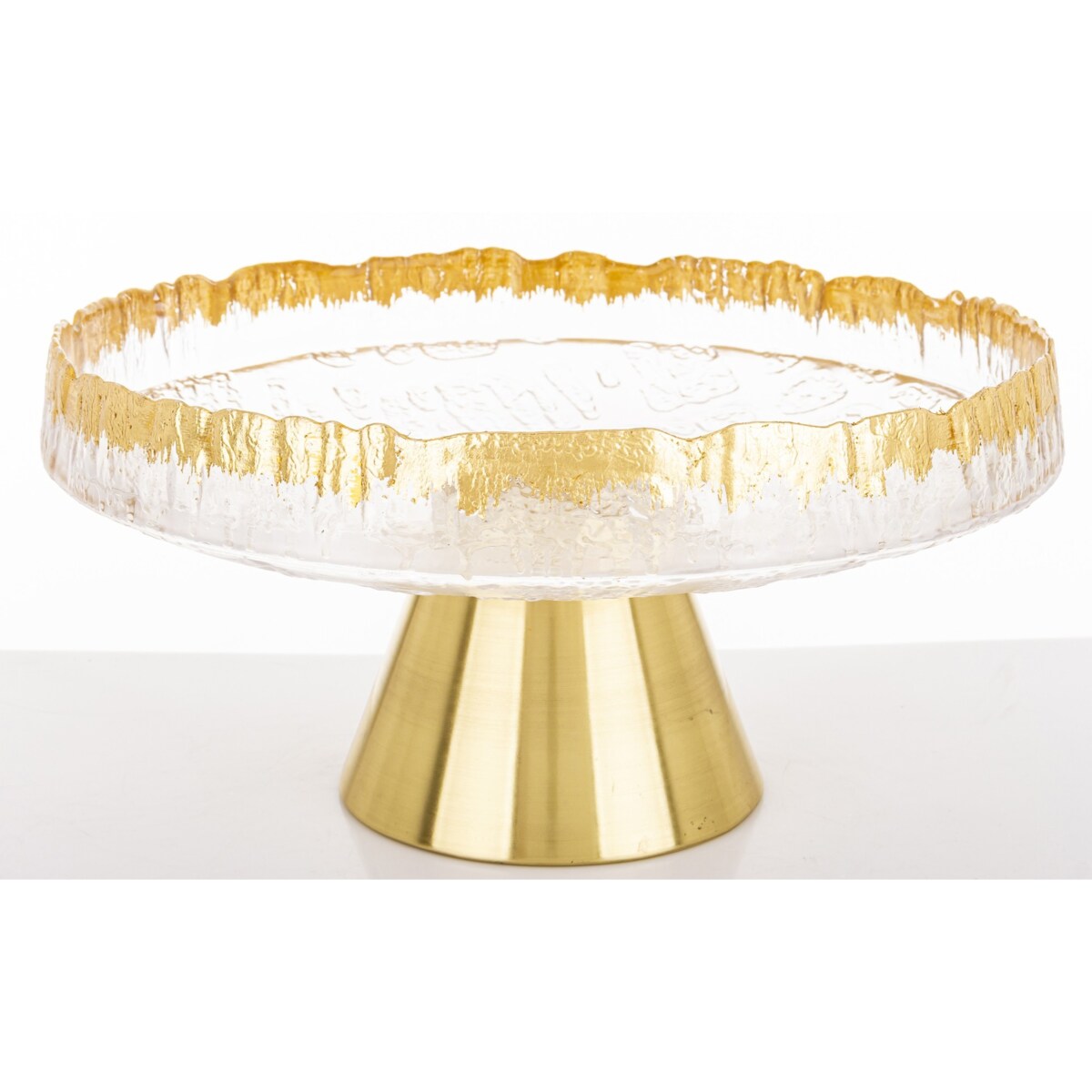 Patera szklana na złotej nóżce 15x30,5x30,5 cm SINHA