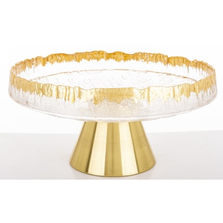 Patera szklana na złotej nóżce 15x30,5x30,5 cm SINHA