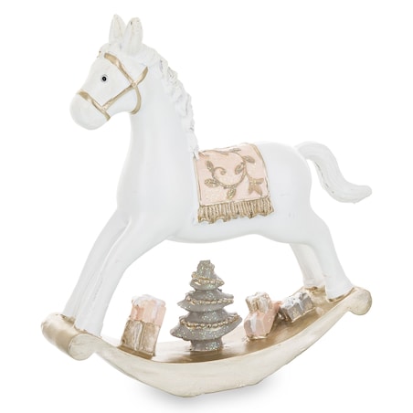 Figurka - biały konik na biegunach 17x17 cm BIANC
