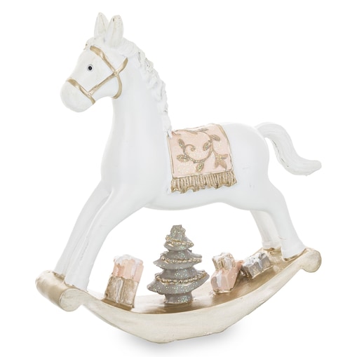 Figurka - biały konik na biegunach 17x17 cm BIANC