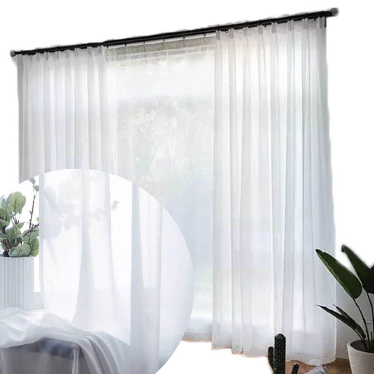 Firana gotowa z gładkiego woalu 300 X 250 CM Taśma