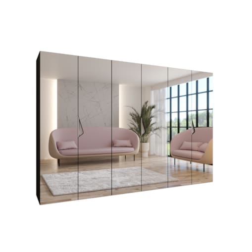 Szafa uchylna z lustrem Sandi 3 300 (3X100) wys 202 cm Czarny + u Kaszmir