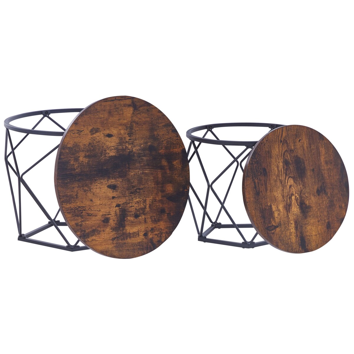 Zestaw 2 stolików kawowych BRUNI Brązowy/ czarny