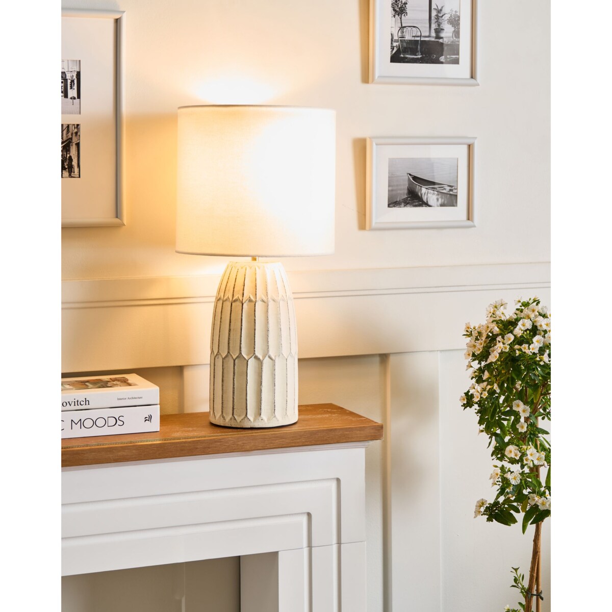 Lampa stołowa BELIHUL Ceramika Złamana biel