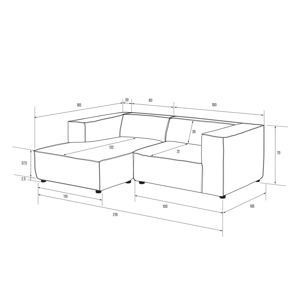 Narożnik 4 osobowy lewy Modularis - Szary Welur