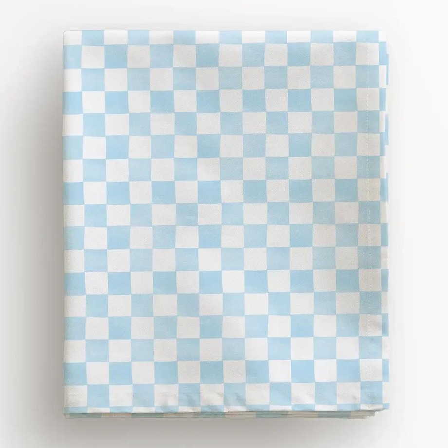 Obrus świąteczny - błękitna krata - 140x320