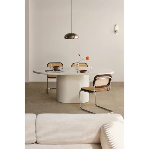Stół owalny biały, glossy, 200x105 cm z MDF Milford