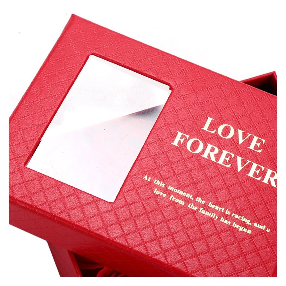 Pudełeczko na biżuterie z 6 szt. zapachowych róż mydlanych, czerwone na prezent BUK28CZE