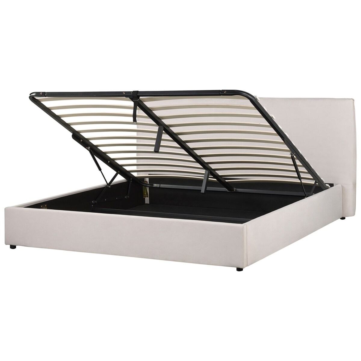 Łóżko z pojemnikiem welurowe 180 x 200 cm złamana biel LAVAUR