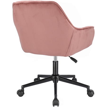 Krzesło welurowe obrotowe LARGO różowe czarne nogi