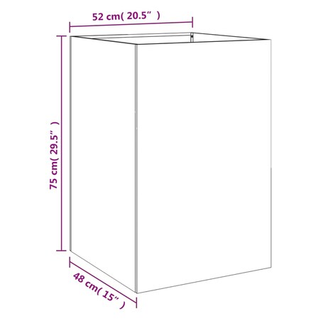 vidaXL Donica, biała, 52x48x75 cm, stal