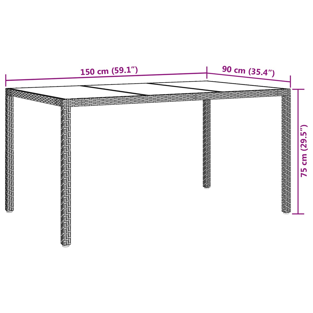 vidaXL Stół ogrodowy Biały 150x90x75 cm Polirattan