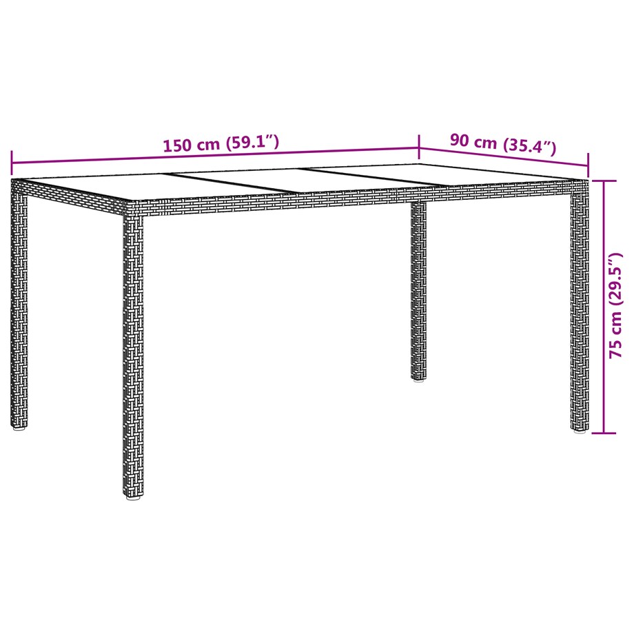 vidaXL Stół ogrodowy Biały 150x90x75 cm Polirattan