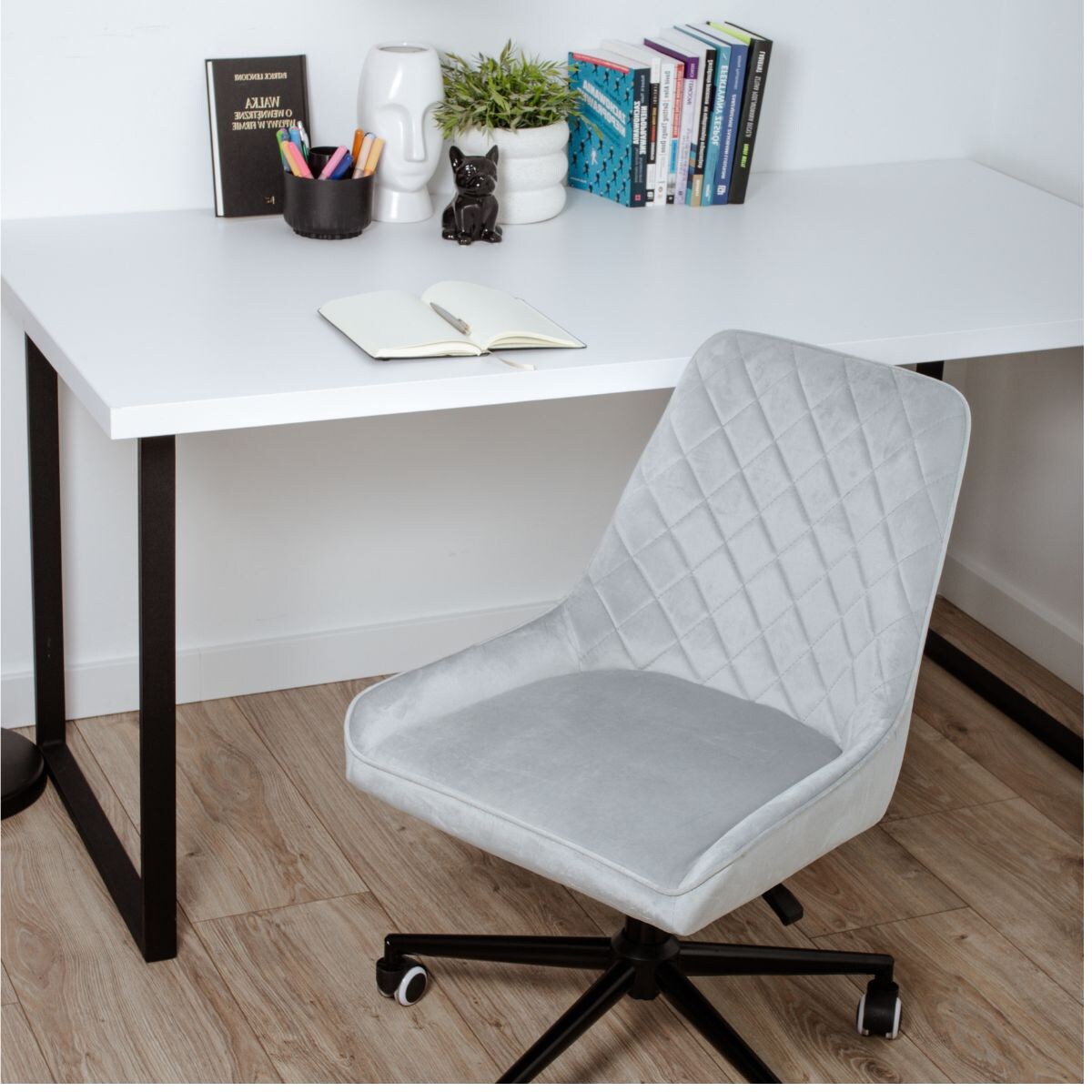 Fotel biurowy krzesło obrotowe regulowane szare do biurka