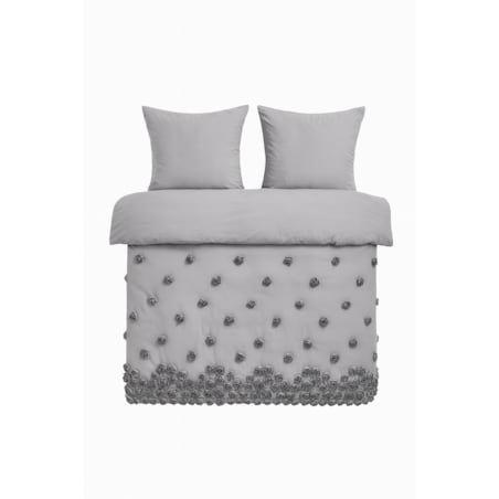 pościel "french roses" z aplikacją 3D róże wyszywane 160x200 | szary