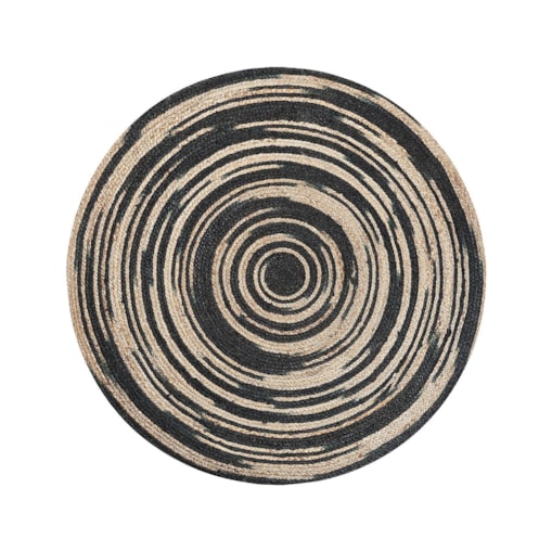Dywan okrągły z juty ⌀ 140 cm beżowo-czarny ARTORA