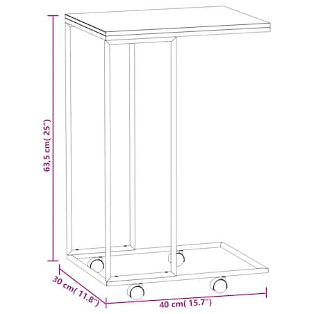 vidaXL Stolik boczny na kółkach, czarny, 40x30x63,5 cm