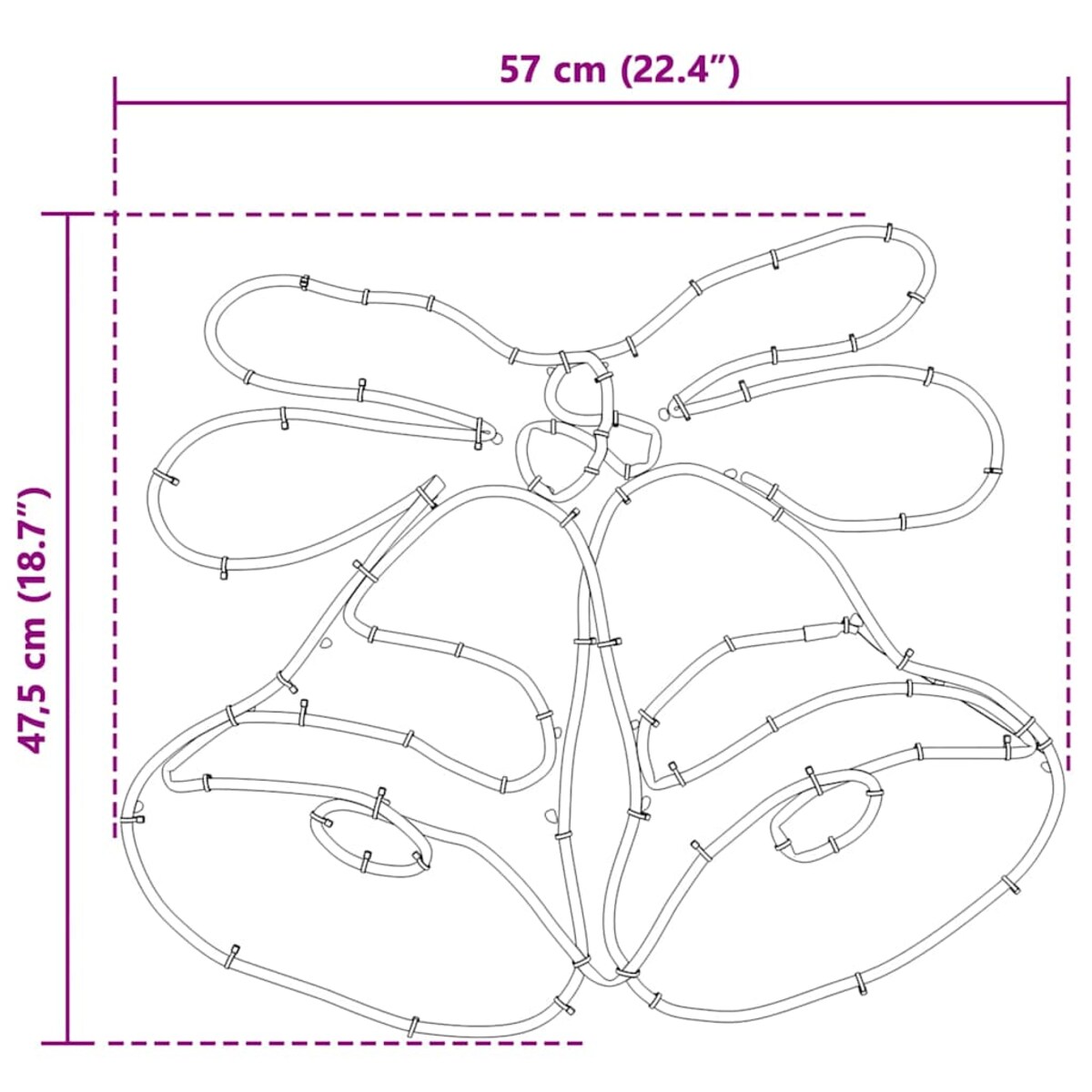 vidaXL Dzwonek Świąteczny Wielokolorowe 56 x 46 cm PVC