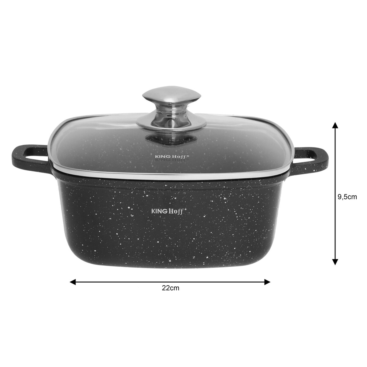 Garnek kwadratowy Z powłoką marmurową 3.7L 22cm indukcja gaz KINGHOFF