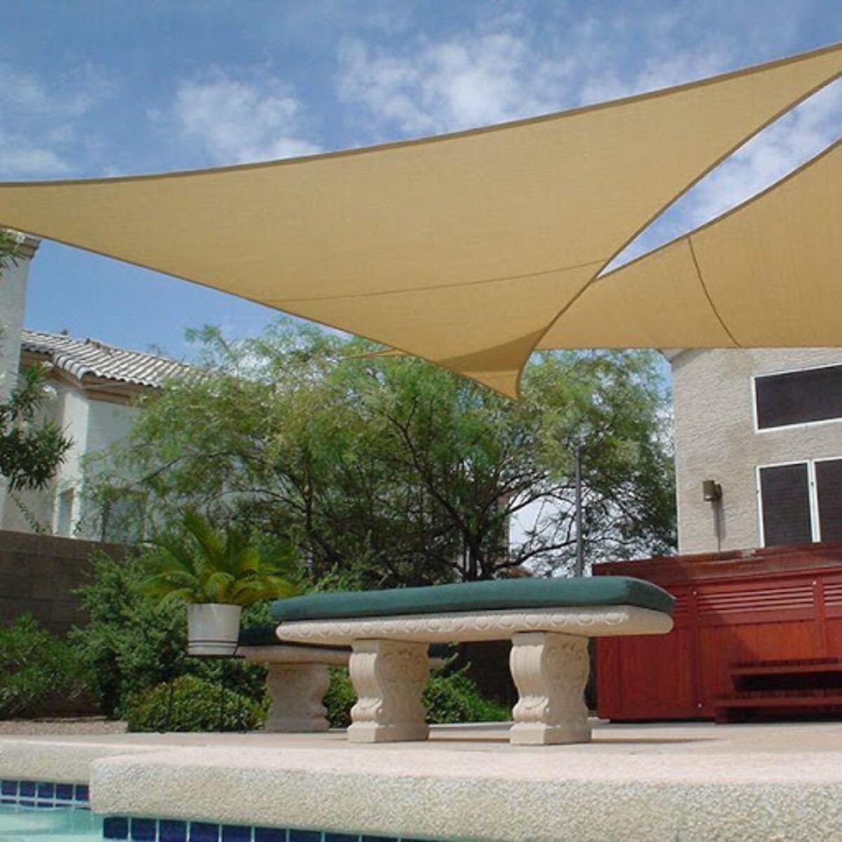 Żagiel Przeciwsłoneczny Ogrodowy Wodoodporny 3X3X3 M Zacieniacz Beżowy