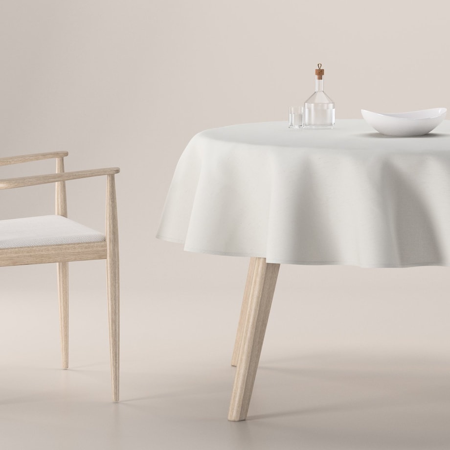Obrus okrągły, ciepły biały, Linen