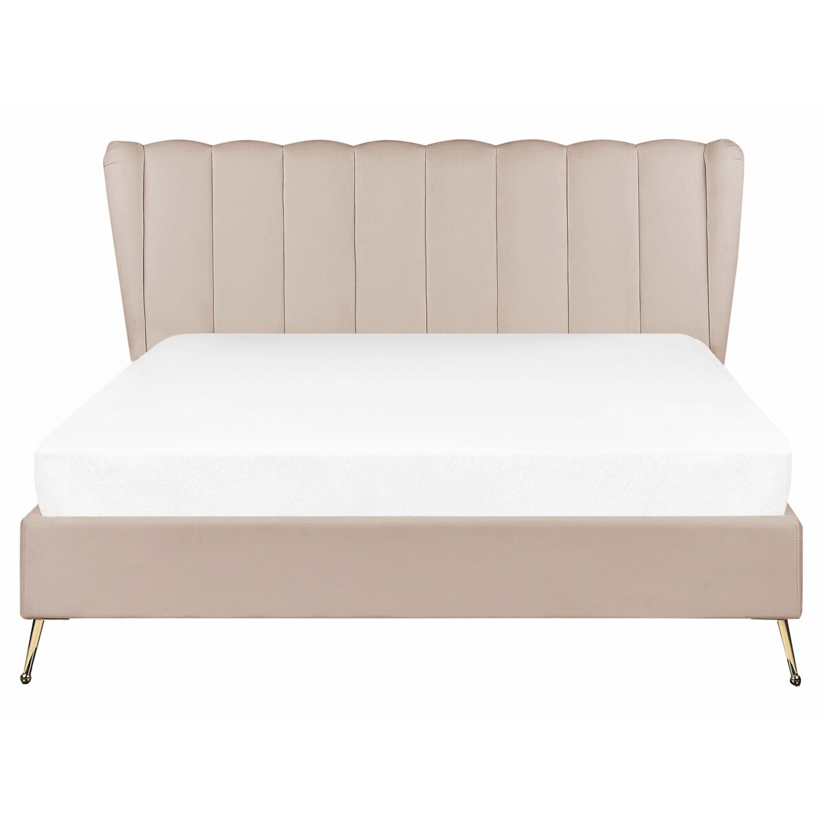 Łóżko welurowe 160 x 200 cm z portem USB beżowoszare MIRIBEL