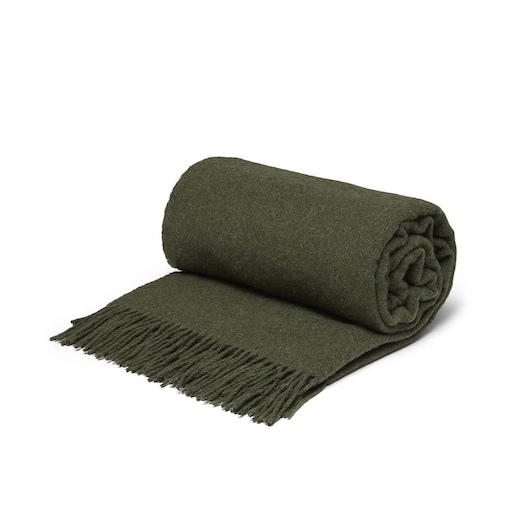 Koc z wełny merino forest green