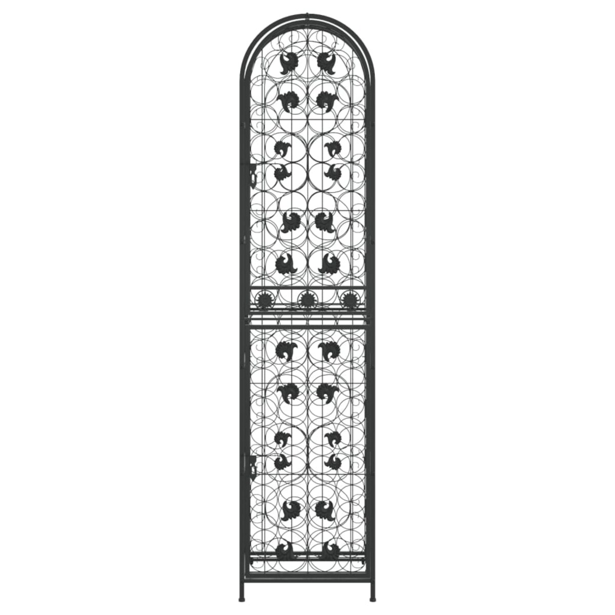 vidaXL Stojak na 73 butelki, czarny, 45x36x200 cm, kute żelazo