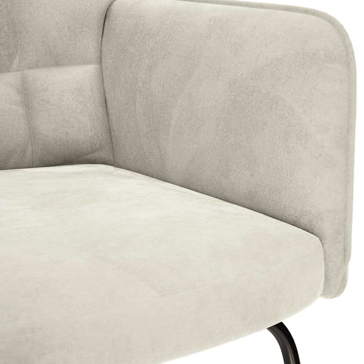 vidaXL Fotel bujany ze stołkiem, kremowy aksamit