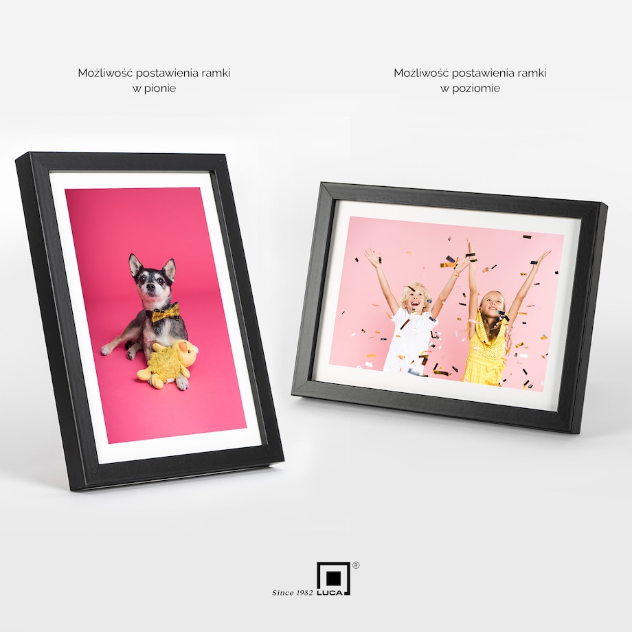 Ramka na zdjęcia 15x20 cm czarna rama MDF z plexi do postawienia powieszenia klasyczna ramka