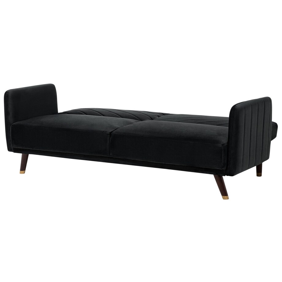 Sofa rozkładana welurowa czarna SENJA