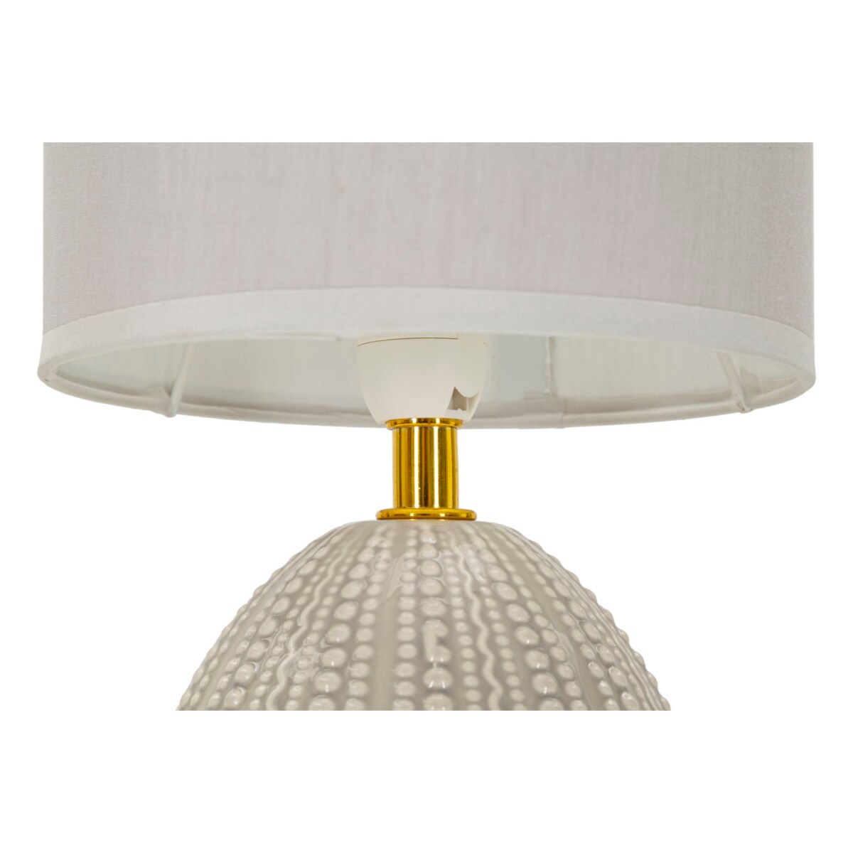 Lampa stołowa Flavi, kolor szary, ceramika, żelazo i tkanina, 15 x 15 x 30,5 cm, 1 x E14, do salonu i sypialni, Mauro Ferretti