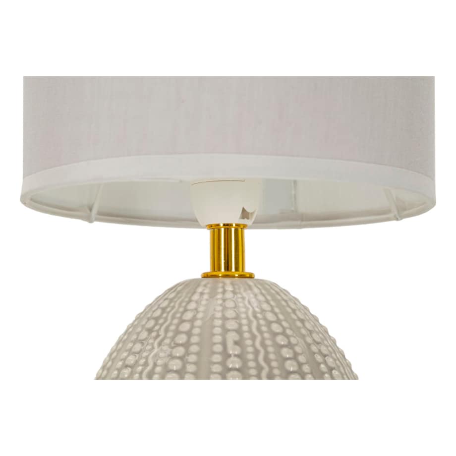 Lampa stołowa Flavi, kolor szary, ceramika, żelazo i tkanina, 15 x 15 x 30,5 cm, 1 x E14, do salonu i sypialni, Mauro Ferretti