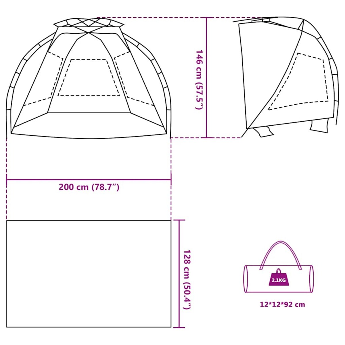 vidaXL Namiot plażowy, 2-os., zielony, wodoszczelny